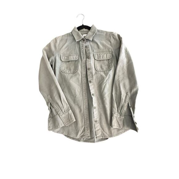 J. Crew Women's Green Military Army Cotton Chest Pockets Button Up Top Size - Picture 2 of 6